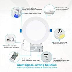 Ensenior 1 Pack 4 Inch Ultra-Thin LED Recessed Ceiling Light with Junction Box, 6000K Clear White, 9W 75W Eqv, Dimmable Downlight, 750LM High Brightness - ETL Certified