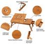 Bamboo Laptop Desk, Adjustable Portable Breakfast Serving Bed Tray with Tilting Top Drawer for Surfing Reading Writing Eating (Bamboo)