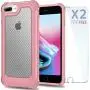 iPhone 8 Plus / 7 Plus Case with [ Screen Protector Tempered Glass x2Pack] SUPBEC Protective Phone Cover with Silicone PC+TPU Shockproof Rubber Heavy Duty Case for iPhone 8Plus / 7Plus Case-Rose Gold