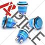 APIELE 16mm Momentary Push Button Switch High Round Cap Waterproof Aluminum Shell High Flush Screw Terminals 250V AC 5A 12V 36V DC 2A 1NO SPST (Blue)
