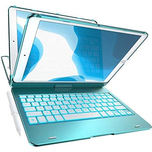 iPad Keyboard Case for 10.2-inch iPad 8th Generation (2020), 7th Gen, Air 3, Pro 10.5 in 11 Colors - 10 Color Backlight, 7 Modes, 360° Rotatable, Slim Protective Cover, Apple Pencil Holder