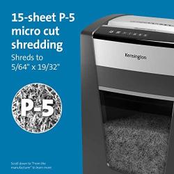 Kensington Shredder - OfficeAssist 15-Sheet Anti-Jam P5 Microcut Shredder (K52078AM)