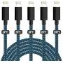 PLmuzsz MFi Certified iPhone Charger 5 Pack(3+3+6+6+10ft) High Speed Nylon Braided USB Fast Charging&Data Syncs Cord Compatible iPhone Xs/Max/XR/X/8/8Plus/7/7Plus/6S/6S Plus/SE/iPad/Nan Black&Blue