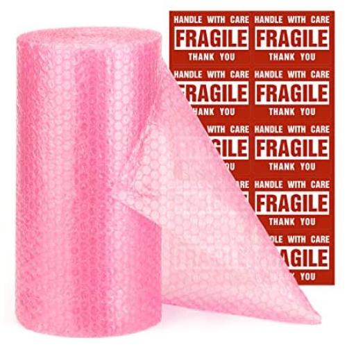 Metronic Bubble Cushioning Wrap Roll 12x26 FT Bubble Roll- Perforated 12×12'', 1 Roll Air Bubble Cushioning Roll, 20 Fragile Sticker Labels,Moving Supplies Cushioning Wrap for Packing Shipping Boxes
