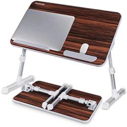 Laptop Bed Table, NEARPOW Adjustable Laptop Bed Tray for Computer and Laptop Bed Stand, Laptop Desk for Bed, Lap Desk for Adults for Eating and Writing in Sofa and Couch, Brown