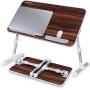 Laptop Bed Table, NEARPOW Adjustable Laptop Bed Tray for Computer and Laptop Bed Stand, Laptop Desk for Bed, Lap Desk for Adults for Eating and Writing in Sofa and Couch, Brown