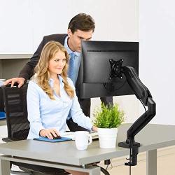 Single Monitor Mount - Articulating Gas Spring Monitor Arm, Adjustable Vesa Mount Desk Stand with Clamp and Grommet Base - Fits 17 to 27 Inch LCD Computer Monitors 4.4 to 14.3lbs