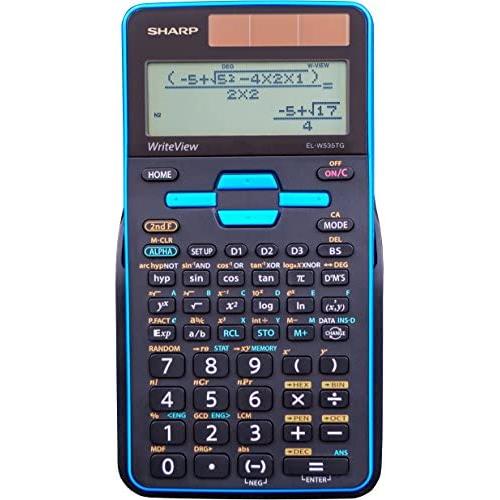 Sharp Calculators EL-W535TGBBL 16-Digit Scientific Calculator with WriteView, 4 Line Display, Battery and Solar Hybrid Powered LCD Display, Black & Blue, Black, Blue, 6.4'' x 3.1'' x 0.6'' x 6.4''