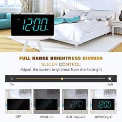 Rocam Digital Alarm Clock for Bedrooms - Large 6.5'' LED Display with Dimmer, Snooze, 7 Color Night Light, Easy to Set, USB Chargers, Battery Backup, 12/24 Hour for Kids, Boys, Heavy Sleepers(Blue)