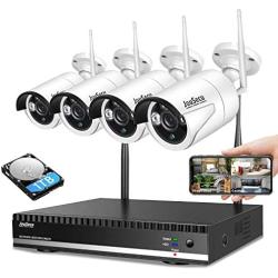 Home Security Camera System Wireless Surveillance NVR Kit with 8CH NVR 4Pcs 1080P 1-Way Audio Night Vision Remote View Motion Detection Waterproof with 1TB Hard Drive