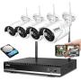 Home Security Camera System Wireless Surveillance NVR Kit with 8CH NVR 4Pcs 1080P 1-Way Audio Night Vision Remote View Motion Detection Waterproof with 1TB Hard Drive