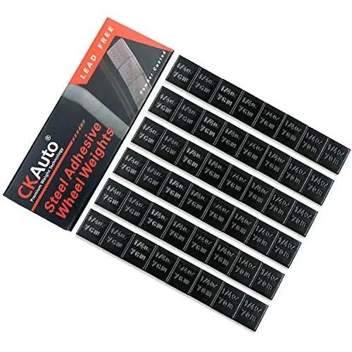 CKAuto 1/4oz, 0.25oz, Black, Lead Free, Adhesive Stick on Wheel Weights, EasyPeel Type. Cars, Trucks, SUVs, Motorcycles, RC Cars. Low Profile, 12oz/Box, U.S. OEM Quality, (48pcs)