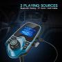Nulaxy Bluetooth Car FM Transmitter Audio Adapter Receiver Wireless Handsfree Voltmeter Car Kit TF Card AUX 1.44 Display – KM18 Peacock Blue　