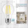 LED A19 Dimmable Light Bulbs 100W Equivalent, Vintage E26 Edison Bulbs 8W 1200LM, 5000K Daylight White, Clear Antique LED Filament Bulb for Home, Bathroom, Indoor&Outdoor, 6-Pack