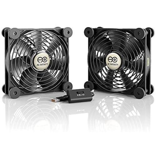AC Infinity MULTIFAN S7, Quiet Dual 120mm USB Fan, UL-Certified for Receiver DVR Playstation Xbox Computer Cabinet Cooling