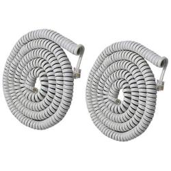 Telephone Phone Handset Cable Cord,Uvital Coiled Length 1 Foot Landline Phone Handset Cable Cord RJ9/RJ10/RJ22 4P4C(White,2 PCS)