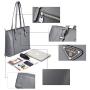 BOSTANTEN Women Briefcase Leather Laptop Tote Handbags 15.6 inch Computer Shoulder Bags Gray