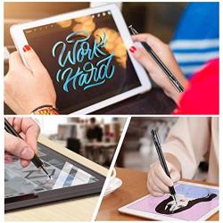 Digiroot Universal Stylus,[2-in-1] Disc Stylus Pen Touch Screen Pens for All Touch Screens Cell phones, iPad, Tablets, Laptops with 9 Replacement Tips(6 Discs, 3 Fiber Tips Included) - (Black)
