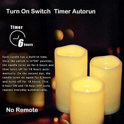Weatherproof Flameless Candles with 6 H Timer-1000 Hours Long Battery Life, Waterproof Battery Operated Flickering LED Pillar Candles for Outdoor Party Decor and Gifts.（ 4'' 5'' 6'' Ivory)