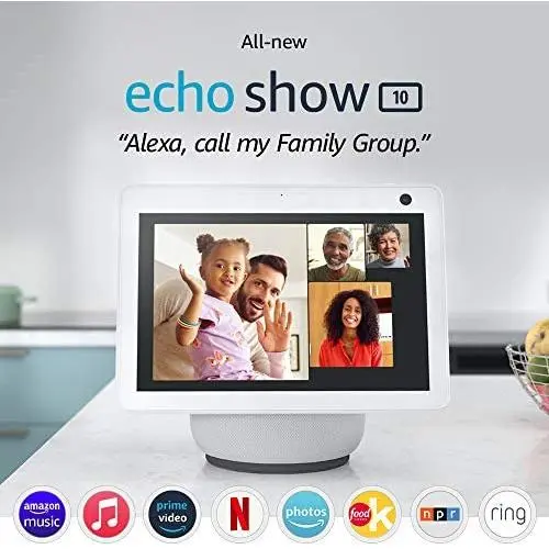 All-new Echo Show 10 (3rd Gen) | HD smart display with motion and Alexa | Glacier White