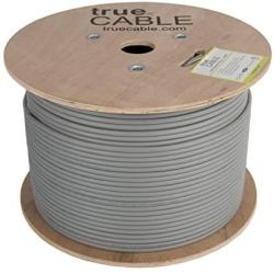 trueCABLE Cat6 Plenum Shielded (CMP), 1000ft, Gray, 23AWG Solid Bare Copper, 550MHz, ETL Listed, Overall Foil Shield (FTP), Bulk Ethernet Cable