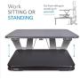 Height Adjustable Stand Up Desk Converter Ergonomic Sit Stand Riser - Flat Top Table Size 22x26 Supports 30lbs - No Assembly Required - Premium Quality and Very Sturdy - Perfect for Laptops or iMacs