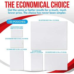 5MIL Thermal Laminating Pouches (150 Count) | Letter, Photo, Card, Notecard, ID Badge and Business Card Sizes | Dry-Erase Friendly Sheets, Compatible with Laminators | Crystal Clear Laminated Finish