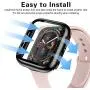 【3 Pack】 Easuny Design for Apple Watch Case 38mm Series 3 2 1 with Built-in Glass Screen Protector - Overall Protective Hard Cover Accessories for iWatch Women Men,Black Rose-Gold Sea-Blue