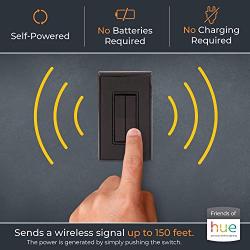 RunLessWire Click for Philips Hue Wireless Dimmer Light Switch, Smart Switch with Battery-Free Installation (Switch, Brown)