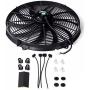 16 Inch Electric Radiator Cooling Fan Mounting Kit & 175-185 Degree Thermostat Relay Switch Kit Black