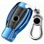 K LAKEY Car Key Fob Cover,Fit for Mercedes Benz C E S M CLS CLK G Class Key Fob,Smart Car Key Soft TPU Case Protector Key Fob with Alloy Keychain Silver (Blue, A)