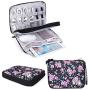Universal Electronics Accessories Organizer, Waterproof Portable Cable Organizer Bag,Travel Gear Carry Bag for Cables (L, Black) (Flower, L)