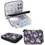 Universal Electronics Accessories Organizer, Waterproof Portable Cable Organizer Bag,Travel Gear Carry Bag for Cables (L, Black) (Flower, L)