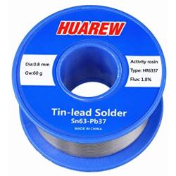 HUAREW HR6337 Sn 63-Pb 37 electric solder tin lead wire with rosin core (0.8 mm, 60 g)