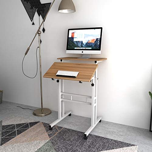 SogesHome 23.6 inches Adjustable Laptop Desk Table Portable Laptop Table Computer Stand Desk Cart Tray Table, Oak NSDUS-101-OK