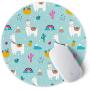 ITNRSIIET [20% Larger] Mouse Pad with Stitched Edge Premium-Textured Mouse Mat Waterproof Non-Slip Rubber Base Round Mousepad for Laptop PC Office 8.7×8.7×0.12 inches, Alpaca and Cactus