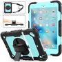 SEYMAC stock Case for iPad Mini 5/4, Full-Body Protective Case with 360 Degrees Rotating Stand & Strap Stylus Pencil Holder for iPad Mini 5th/4th Generation(SkyBlue+Black)