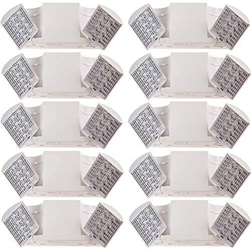 LED Hardwire Emergency Light with Adjustable Heads, Backup Battery (10 Pack)