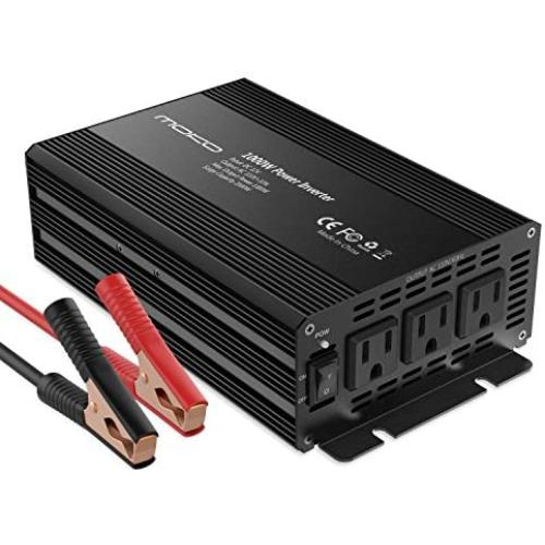 MoKo Power Inverter 1000 Watt Continuous/2000 Watt Peak, DC 12V to 110V AC Car Power Inverter with 3 AC Outlets,LED Indicator,Built-in Cooling Fan,4 Fuses(30A) - Black