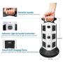 Anthenn 6 FT Power Strip Tower Surge Protector 2500W Electric Charging Station with Handle 11 Widely Spaced AC Outlets with 2 USB Slot for Home Office (3 Layer, Black)