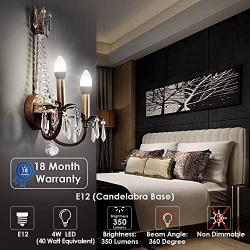 Albrillo E12 LED Candelabra Light Bulbs, LED Bulbs Daylight, LED Ceiling Fan Light Bulbs, 40 Watt Equivalent, Candelabra Base, Chandelier Light Bulbs, Non-Dimmable, 4 Pack