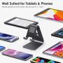 Upgraded Aluminum Cell Phone Stand, OMOTON C1 Durable Cellphone Dock with Protective Pads, Smart Stand Designed for iPhone 11 Pro Max XR XS 8 Plus 7 SE, iPad Mini, Android Phones, Black