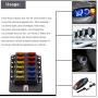 BlueFire 12 Way 30A 32V Blade Fuse Box Board with 24PCS Fuse + LED Warning Light for Car/Marine Boats/Automotive/Trike