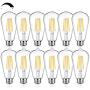 12Packs Vintage LED Edison Bulbs, 60W Equivalent 7W, 800Lumens, Dimmable ST64 Antique LED Filament, Soft Warm White 2700K, E26 Medium Base Light Bulbs High Brightness Clear Glass for Bedroom Office