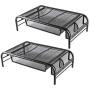 Halter Mesh Monitor Stand Computer Desk Riser Shelf with Side Compartment and Pull Out Drawer, Desk Organizer (2 Pack, Black)