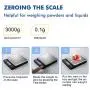 KitchenTour Digital Kitchen Scale - 3000g/0.1g High Accuracy Precision Multifunction Food Meat Scale with Back-Lit LCD Display(Batteries Included)