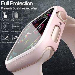 pzoz Compatible for Apple Watch Series 6/5 /4 /SE 44mm Case with Screen Protector Accessories Slim Guard Thin Bumper Full Coverage Matte Hard Cover Defense Edge for Women Men GPS iWatch (Pink)