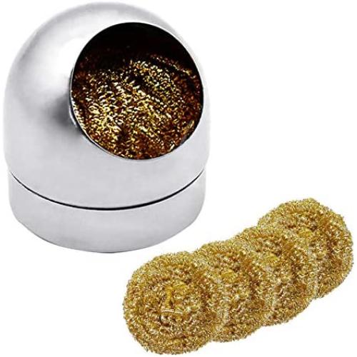 Soldering Tip Cleaner Solder Tip Cleaning Wire and Holder Soft Coiled Brass Tip Cleaner Kit with 5 PCS Solder Tip Cleaning Wire and 1 PC Holder for Cleaning Soldering Irons and Tips, No Water Needed