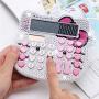 Cute Desk Calculator Cartoon Hellokitty Office Calculator Beauty Rhinestone Calculators Large Display Best Accounting Calculators, Battery Solar Calculator Desktop Calculatos Womens (White)