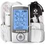 AUVON Rechargeable TENS Unit Muscle Stimulator, 3rd Gen 16 Modes TENS Machine with 8pcs 2''x2'' Premium Electrode Pads (American Gel) for Pain Relief